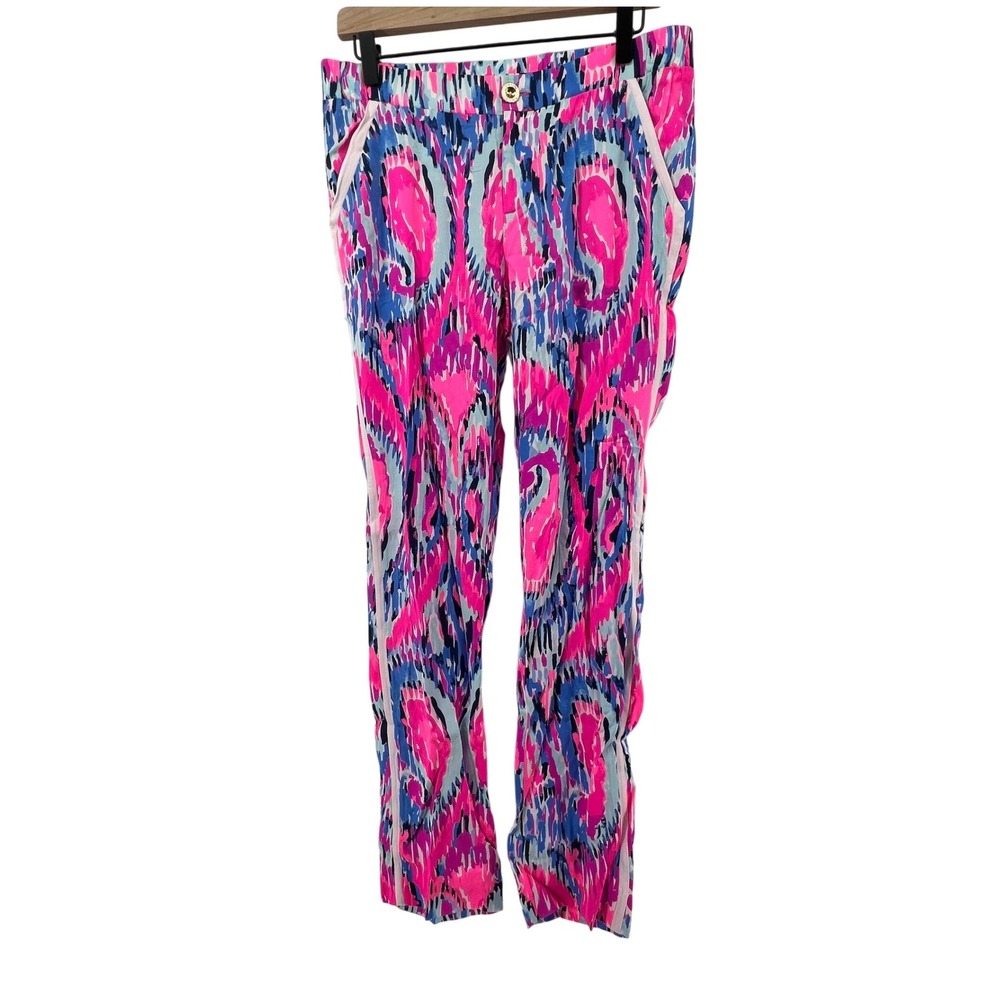 Lilly Pulitzer Women 4 Pull On Cotton Pants Multi Free Spirit Lightweight Bright